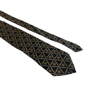 Resilio Silk Tie Black Geometric Men Necktie Accessory Office Work Formal Gift